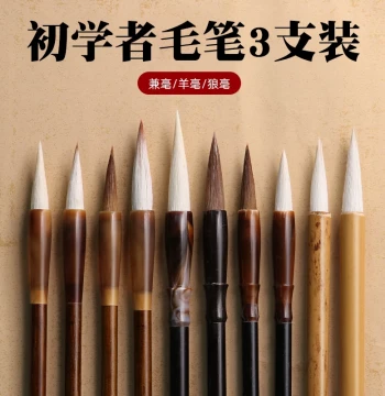 Professional Calligraphy Brush Set for Beginners – Mixed, Wolf, and Goat Hair Brushes for Small, Medium, and Running Script in Traditional Chinese Painting and Clerical Script