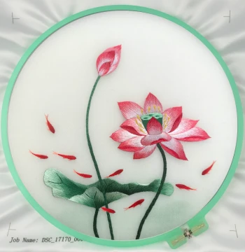 Suzhou Embroidery DIY Kit Beginner Material Pack Silk Handmade Round Fan with Tutorial Trace Diagram Lotus Reference