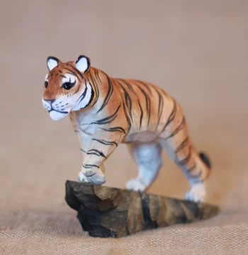 Hand-Carved Solid Wood Tiger Figurine - Mountain Ascending & Descending Feng Shui Home Decor