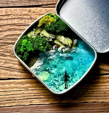 Original Handcrafted Shallow Bay Miniature Landscape, Ocean-Style Creative Decor, Travel Souvenir