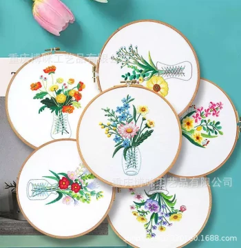 Classic Beginner Hand Embroidery DIY Kit - Popular Cross Stitch Decorative Art and French Embroidery Set