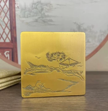 Lidded Square Ink Box - Brand New & Antique Bronze Ink Case for Four Treasures of the Study, Home, Office, or Study Room Decor with Inkstone