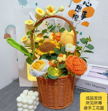 Creative Hand-Crocheted Yarn Flowers - Housewarming Decor, Party Favor, Gift for Children's Day, Mother's Day, or Birthday