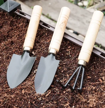 Gardening 3-Piece Set: Large Trowel, Small Rake for Potted Plants, Indoor Flowers, Soil Loosening, Planting Flowers and Vegetables