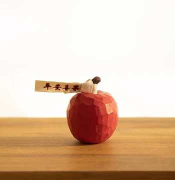 Ping An Xi Le Hand-Carved Wooden Apple Ornament - Christmas Eve Symbolism, Housewarming Gift, Healing Decor