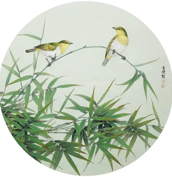 Su Embroidery DIY Kit: Bamboo and Birds on Branches, Hand-Embroidered Decorative Art (Not Cross-Stitch)