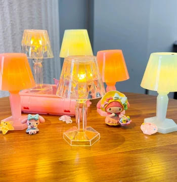 Crystal Small Table Lamp, Desktop Bedside LED Electronic Night Light, Children's DIY Material Lamp, Fashionable Ornament