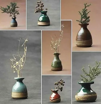 Modern Minimalist Ceramic Mini Vase - Creative INS-Style Dried Flower Decor for Wine Cabinets and Desks