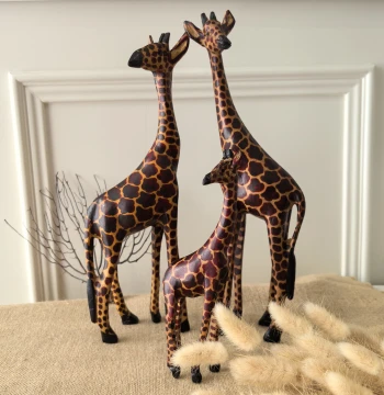 Afrina Imported Specialty Gift from Kenya Africa Giraffe Wood Carving Handicraft Home Decor