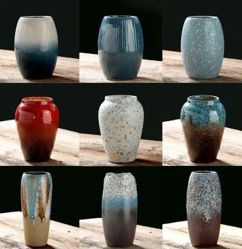 Ceramic Vase, Light Luxury Premium Chinese Retro Decor for Living Room, Flower Arrangement, Dried Flowers, Hydroponic Pot