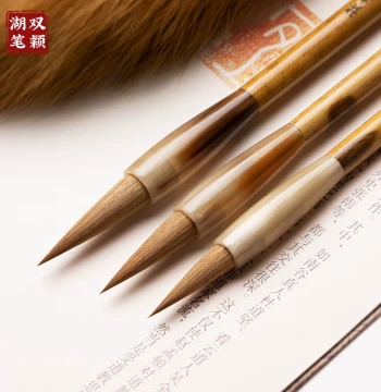 Shen Jianying Wolf Hair Small Regular Script Brush Set for Beginners, Premium Professional Medium Regular Script Huzhou Brush, Four Treasures of the Study (Brush, Ink, Paper, Inkstone), Orchid and Bamboo Chinese Painting, Regular Script Wolf Hair Brush, C