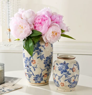 New Chinese Style Blue and White Porcelain Vase | Retro Ceramic Decor for Living Room, Water-Grown Plants, and Fresh Flowers