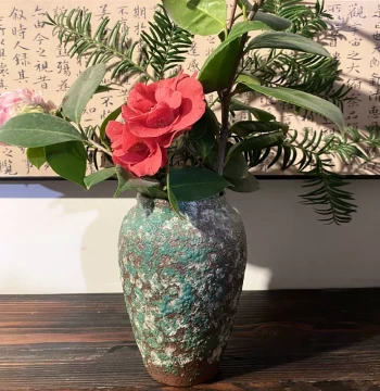Ceramic Vase, Vintage Coarse Pottery Jar, Minimalist Modern New Chinese and European Style Living Room Artificial Flower Hydroponic Countertop Floral Arrangement Ornament