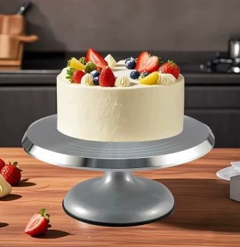 Aluminum Alloy Cake Turntable Icing Station Tray: Rotating Home Decorating Turntable for Baking, Desserts, and Cake Tools
