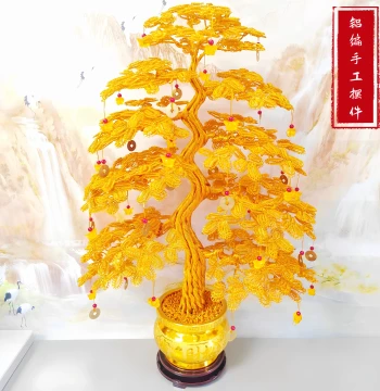 Gold Money Tree Copper Wire Aluminum Wire Hand-woven Wealth Attracting Ornament Home Decor Creative Gift