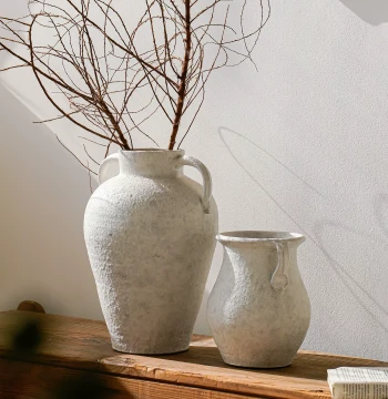 Vase Ornament for Living Room Flower Arrangement, Ceramic Light Luxury High-End Pot, Wabi-Sabi Zen Retro Chinese Style Tall Coarse Pottery