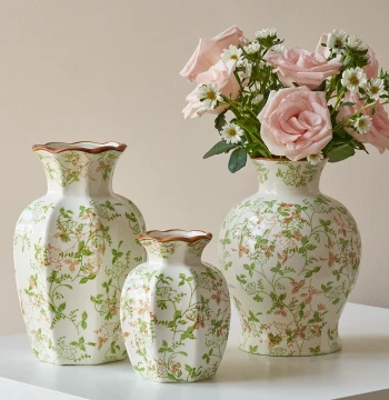 New Chinese Style Vintage Ceramic Vase Ornament for Water-Based Flower Arrangements, Living Room, Dining Table, and Hotel Decor, Blue and White Porcelain Flower Vessel