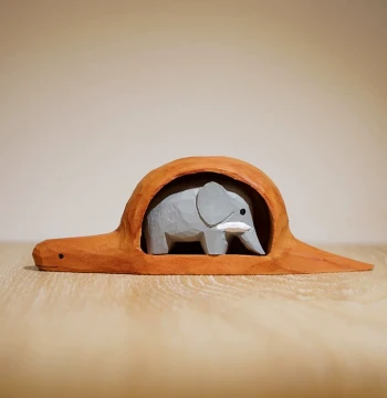 "Adults Don't Understand Anything" Hand-Carved Wooden Figurine, The Little Prince Snake Swallowing an Elephant with Hat, Creative Gift