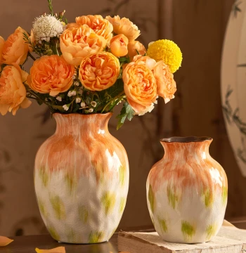 New Vintage Dual-Color Ceramic Vase Ornament for TV Stand and Living Room Hydroponic Flower Arrangement High-End New Chinese Style Decor