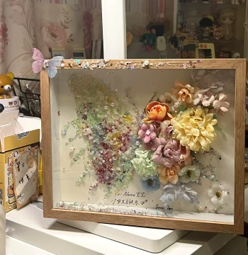 Rhinestone Butterfly Photo Frame Ornament DIY Kit - Preserved Flower Craft for Valentine's Day, Birthdays, and Gifts for Boyfriends or Girlfriends