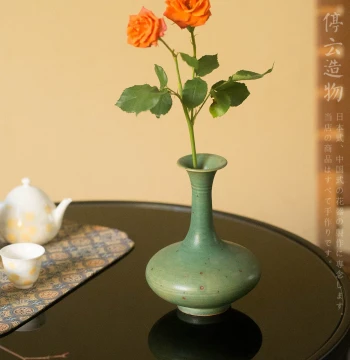 Wabi-Sabi Handmade Coarse Pottery Distressed Vase, Chinese Ceramic Flower Vessel, Tea Ceremony Niche Zen Ornament, Retro Slender Neck Flower Insert