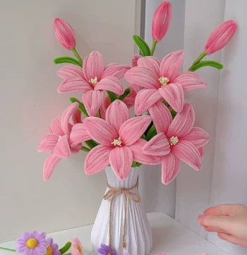Lily Pipe Cleaner Material Kit Bouquet Handmade Creative DIY Mother's Day Teacher's Day Valentine's Day Gift Ornament