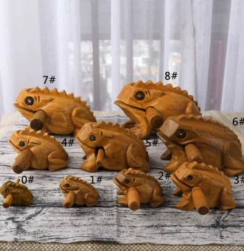 Thai Wooden Frog Ornament, Travel Souvenir Handicraft Gift, Wood-Carved Toad, Creative Sound-Making Children's Toy