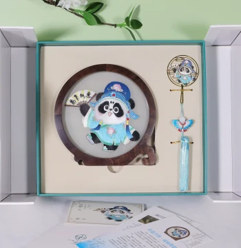 Chinese Characteristic Gift for Foreigners: Handmade Double-Sided Embroidery Panda Ornament, Intangible Cultural Heritage Craft