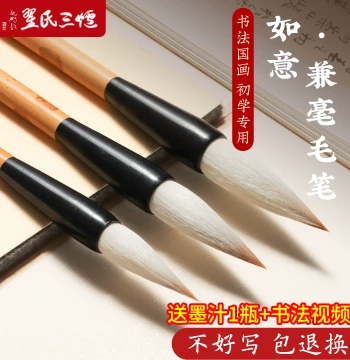 Calligraphy Brush Set: Mixed, Goat & Wolf Hair for Beginners, Practice & Painting