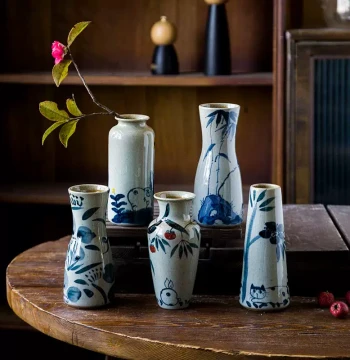 Jingdezhen Hand-Painted Blue and White Porcelain Vase - New Chinese Retro Home Decor for Flower Arrangements