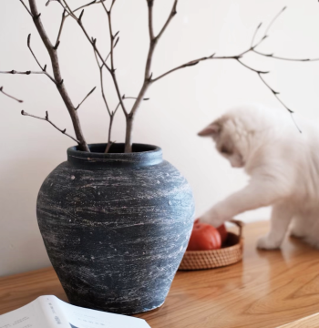 Ceramic Vase, New Chinese Style Vintage Coarse Pottery, Japanese Wabi-Sabi Home Decor for Tables and Homestays, Ideal for Dried Flowers