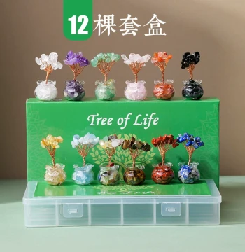 Natural Crystal Chip Money Tree - Hand-Woven Mini Desktop Ornament for Office Wealth Attraction