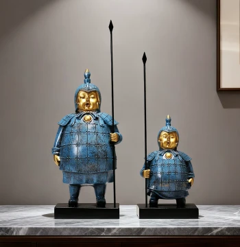 New Chinese Style Humorous Retro Terracotta Warrior Figurine, Decor for Living Room, Entryway, TV Stand, or Wine Cabinet, Housewarming Gift