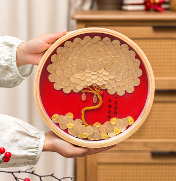 Wealth from All Directions - 50-Cent Coin Money Tree Frame DIY Kit, Desktop Fortune Ornament, Grand Opening Gift