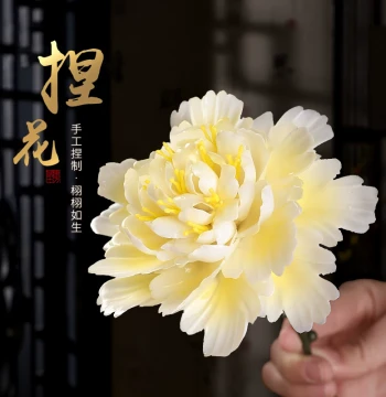 Intangible Cultural Heritage Handcrafted Ceramic Peony Preserved Flower Art Ornament for Desktop Vase and Floral Arrangement, Perfect Gift for Mom and Friends