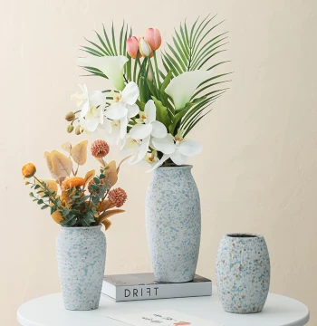 Chinese Ceramic Vase - Retro Coarse Pottery Planter for Hydroponics, Fresh Flower Arrangement, Living Room & Entryway Decor