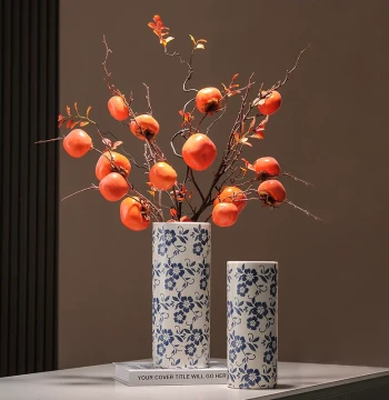Ceramic Vase Ornament for Flower Arrangement New Chinese Style Living Room Decor Blue and White Porcelain Retro Creative Premium Accessory Chinese Style