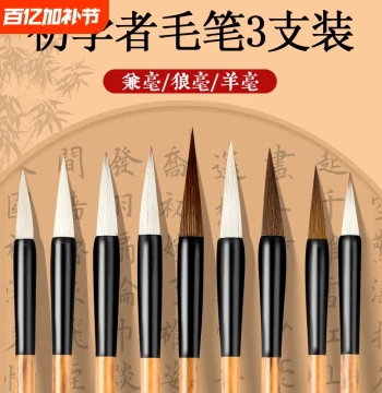 Mixed-Hair Calligraphy Brush Set for Beginners - Goat and Wolf Hair for Chinese Painting and Calligraphy Practice