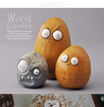 Tongde Simulation Wood Carving Plants vs. Zombies Wall-Nut Model Toy, Hand-Carved Solid Wood Children's Ornament