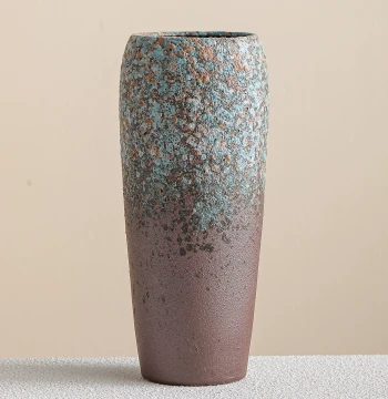 Home Living Room & Entryway Decor - Solid Chinese Retro Ceramic Vase for Fresh or Dried Flowers (No Drainage Hole)