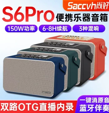SACCVH S6PRO Instrument Speaker - Portable Bluetooth Amp for Electric Wind Instruments, Saxophone, and Outdoor Singing