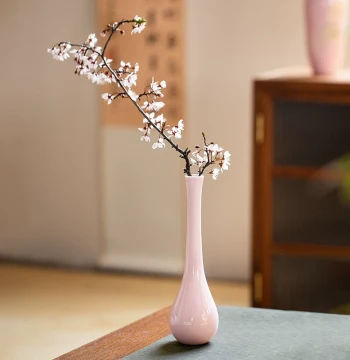 New Chinese Style Ceramic Vase Premium Flower Arrangement Retro Pink Glaze Flower Vessel Living Room Dining Table Zen Decor Ornament