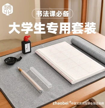 College Student Calligraphy Set Brush Writing Beginner Starter Kit Four Treasures of the Study Calligraphy Felt Practice Water Writing Cloth Ink Stone Paper Complete Set for Calligraphy Exams