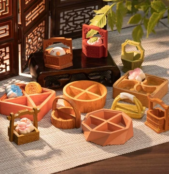 Handcrafted Micro-Landscape Food Box - Creative Chinese Style Fruit Basket and Tray Ornament, Retro Desktop Decoration and Mini Display Piece