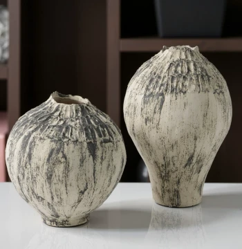 Wabi-Sabi Style Retro Distressed Ceramic Jar New Chinese Style Ceramic Vase Showroom Hotel Living Room Dried Flower Container Decorative Ornament