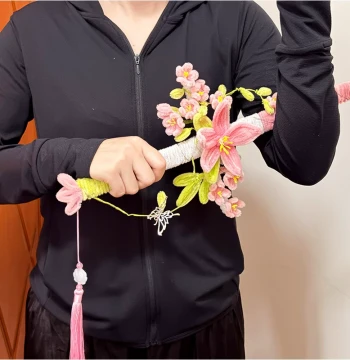 Spring Peach Blossom Sword Handmade DIY Extra-Dense Pipe Cleaner Weaving Material Kit, Ornament Gift for Best Friends and Girlfriends, 520 Gift