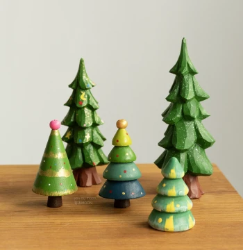 Handcrafted Wooden Pine Forest Landscape - Christmas Series Healing Desktop Decor and Festival Gift