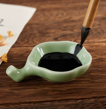Yubaoge Ceramic Ink Saucer and Brush Rest, Pen Holder and Brush Mountain, Four Treasures of the Study Set for Ink, Paper, and Inkstone, Specialized for Calligraphy Practice, Ink Washing, and Ink Plates for Elementary Beginners