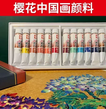 Sakura Chinese Painting Pigment Set (12/18/24 Colors) for Beginners to Professionals - Landscape, Flower-Bird, Ink Wash, and Gongbi Styles by Jiang Sixutang