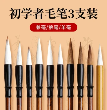 Special Brush Calligraphy Beginner Starter Set Mixed Hair Wolf Hair Chinese Painting Four Treasures Sheep Hair Small Regular Medium Regular Soft Brush Slender Gold Style Sheep Hair Big Baiyun Running Script Seal Script Professional Grade Brush Set